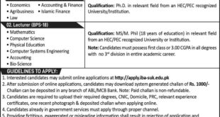  Sukkur Institute of Business Administration (IBA) University Job Vacancies, Sindh.